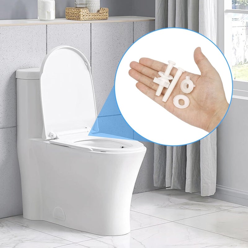 LiStarUs 2 Pack Toilet Seat Screws Replacement Kit for Fixing The Top Toilet Seat Includes Plastic Bolts with Plastic Nuts and Washers Parts, White - Image 5